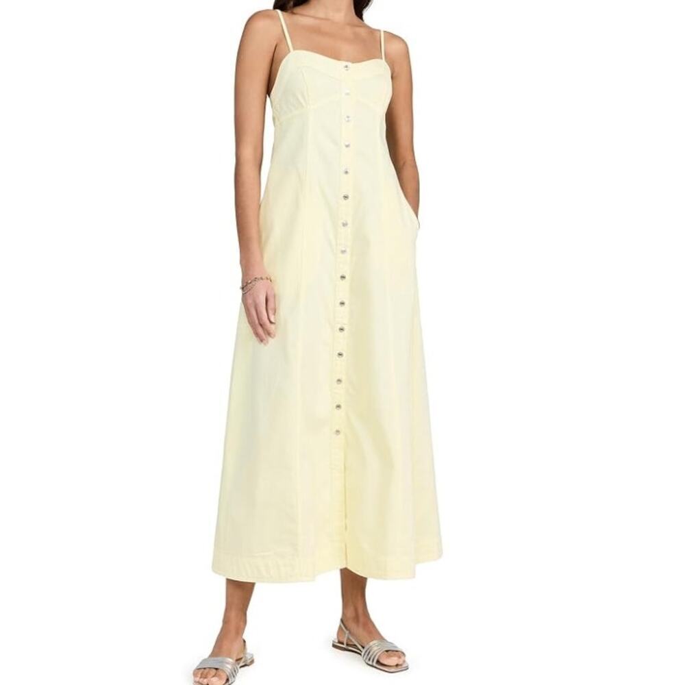Free People Lemon Button-Front Maxi Dress